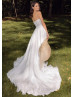 Beaded Spaghetti Straps Ivory Lace Organza Fairytale Wedding Dress